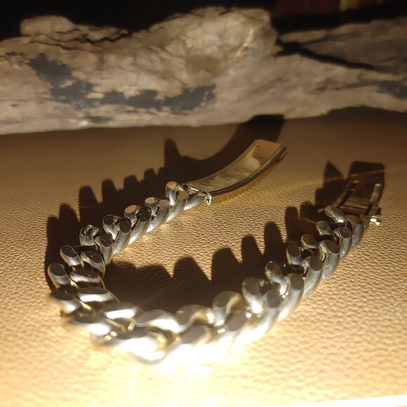 Mens Bracelet Gold Tone Speidel Vintage Half Inch ID Chain Link Design Clasp - Picture 13 of 13